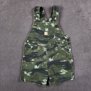 Carhartt Kids Green Camo Canvas Shortall Overalls Toddler 4T SD8853-B Camouflage